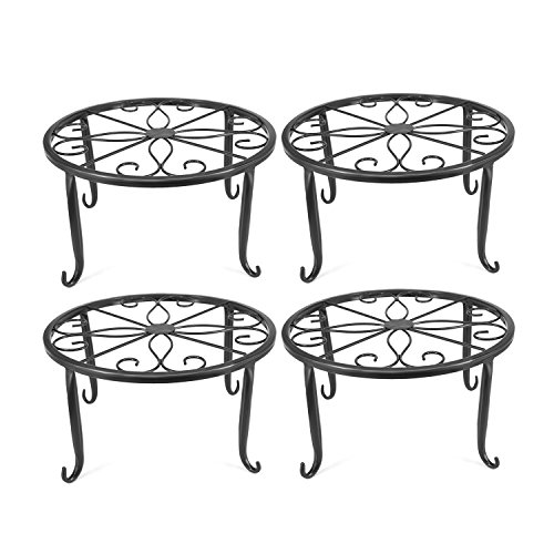 Anqia Interni Del Metallo Porta Vaso Da Fiori, Set Di 4 Black Iron Plant Stands (4Pack)