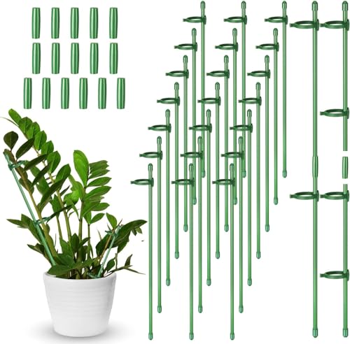 Kaheign 30 Pezzi Regolabili Pali Di Supporto Per Piante, 30Cm Estensibile Palo Di Sostegno A Stelo Singolo Da Giardino Anelli Di Supporto Per Piante G
