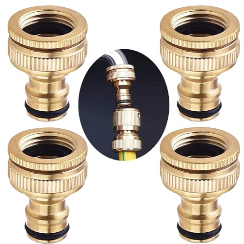 Uni-Fine 4 Pezzi 1/2 Pollici E 3/4 Pollici 2 In 1 Tubo Da Giardino Connettore Rapido In Ottone Tubo Terminale Tubo Da Giardino Ugello Connect Kit Per 