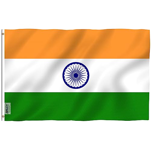 Anley Fly Breeze 3X5 Piedi Bandiera India - Colore Vivido E Resistente Ai Raggi Uv - Testata In Tela E Doppie Cuciture - Bandiera Nazionale Indiana In