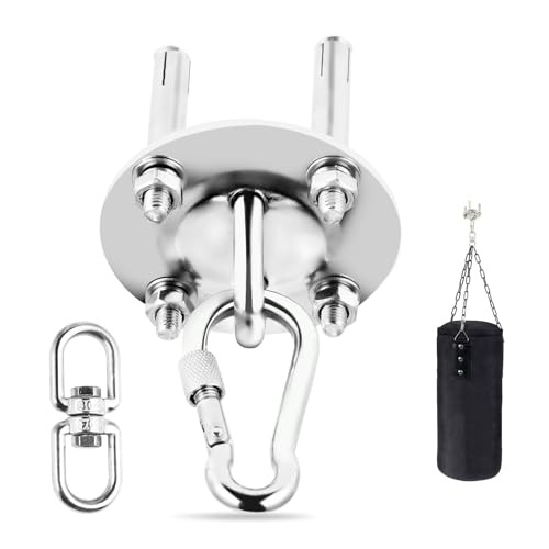 Gancio Soffitto In Acciaio Inox Fino A 450Kg - Supporto Per Sacco Da Boxe Con Rotazione A 360° - Fissaggio Per Amaca - Gancio Per Altalena - Gancio Pe