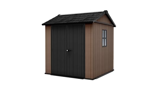 Keter Casetta Da Giardino Newton 757/775, Effetto Legno Naturale, Porte E Finestre Orientabili, Marrone, 4 M², 223,8X230X246H Cm