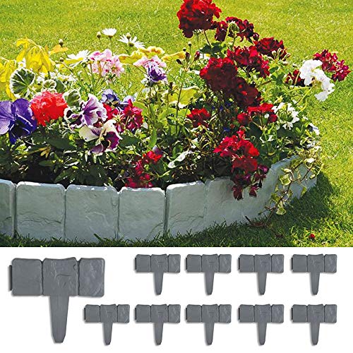 Forever Speed Recinzione Per Giardino Effetto Pietra 5M Bordi Da Giardino 20Pcs Bordo Per Prato Adatto Per Aiuole E Prati Bordo In Plastica Grigio