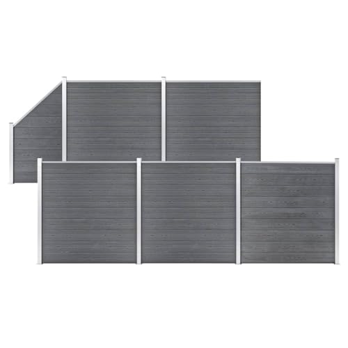 Vidaxl Pannelli Recinzione Giardino 5 Quadrati 1 Inclinato Robusti Eleganti Barriera Da Giardino Recinto Intimità Sicurezza In Wpc 965X186 Cm Grigio