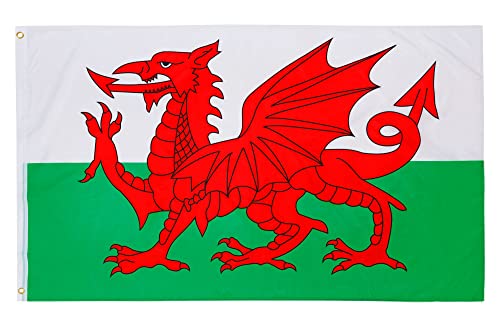 Pheno Flags Bandiera Del Galles - Bandiera Gallese 90X150 Cm - Bandiera Nazionale Resistente Alle Intemperie Per Asta Della Bandiera - Poliestere