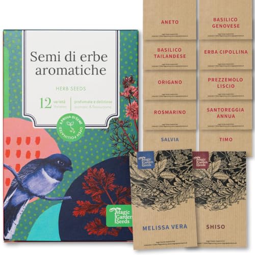 Semi Di Erbe Aromatiche - 12 Varietà Di Erbe A Impollinazione Aperta Per Giardino, Orto Rialzato O Balcone - Profumate E Deliziose - Set Di Semi Per P