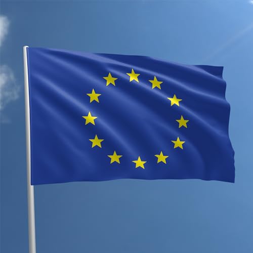 Bandiera Unione Europea 90 X 150 Cm - Bandiera Europa Poliestere Con Passante Per L'Asta Resistente Alle Intemperie Colore Vivido E Adatto Per Uso Int