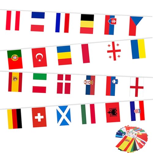 Gxlaihly Ghirlande Bandiere, Bandierine Piccole Del Mondo, Euro Decorazioni 2024, Decorazioni Per Bar, Ristoranti E Feste 16 Metri Di Lunghezza (2 Pez