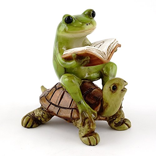 Top Collezione Miniature Fairy Garden & Terrario Rana Libro Di Lettura Della Statua Di Tartaruga, Piccolo