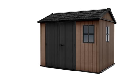 Keter Casetta Da Giardino Newton 759/975, Effetto Legno Naturale, Porte E Finestre Orientabili, Marrone, 5,2 M², 230X287X246H Cm