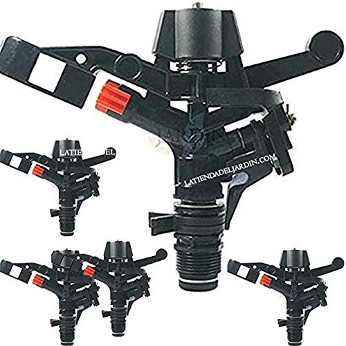Suinga 5 X Irrigatore Agricolo Regolabile E Circolare. Portata 15 Metros. Filettatura Maschio 3/4". Flusso 25 Litri/Min O 1900 L/Ora. Diametro Copertu