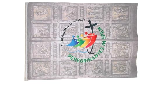 Bandiera Ufficiale Del Giubileo Dei Pellegrini Di Speranza 2025, 70X100 Cm, Stampa Porta Santa Di San Pietro, Scritta In Latino
