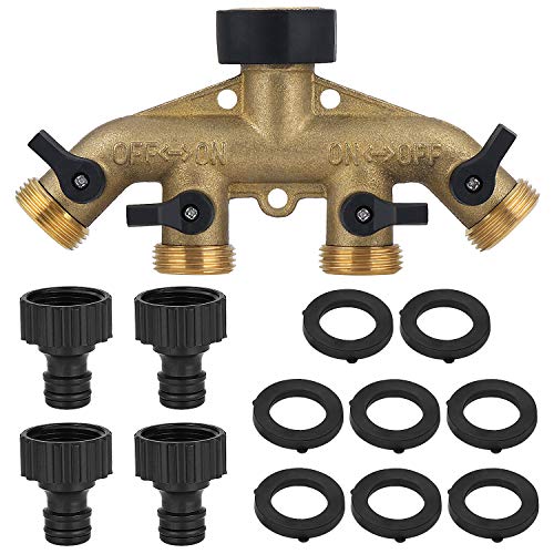 Brass 4 Vie Garden Acqua Tap Adapte Valve Splitter Hose Pipe Tap Connettore,Adattatore Per Rubinetto Da Giardino Per Esterno Accensione Per Giardinagg