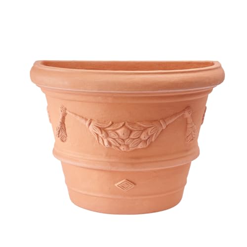 Garden Italia Vasi Vaso A Muro Festonato Conico Per Piante Ffm Lato 55 Cm Alto 41 Cm In Resina Color Impruneta- Made In Italy Per Esterni Ed Interni -