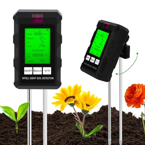 6 In 1 Misuratore Del Suolo, Tester Per Il Suolo,Soil Tester Giardinaggio,Fertilità Del Suolo/Umidità/Ph/Temperatura/Luce Solare/Umidità Ambientale,Pe