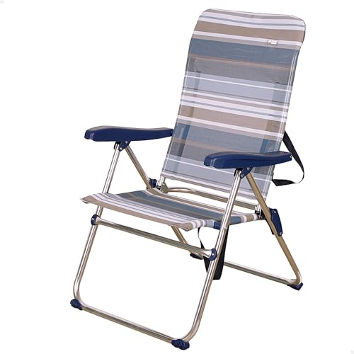 Aktive 62603 Sedia Pieghevole Spiaggia 5 Posizioni Alumunio Beach 68X61X92 Cm, Allu Tube+Textilene, Blu, 61X63X93Cm X1