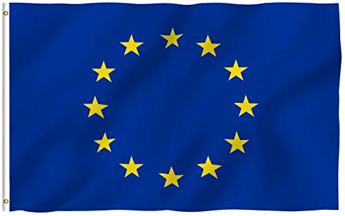 Anley Fly Breeze 3X5 Piedi Bandiera Unione Europea - Colore Vivido E Resistente Ai Raggi Uv - Testata In Tela E Doppie Cuciture - Bandiera Eu Polieste