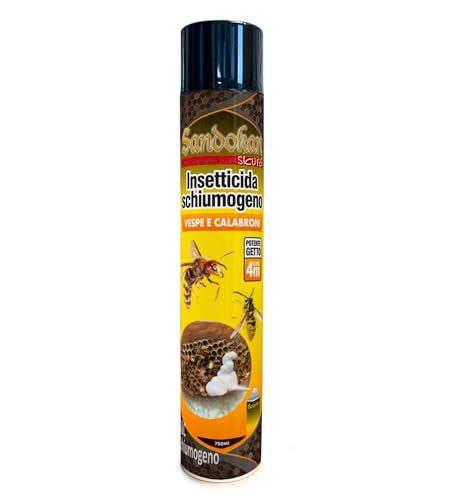Sandokan Insetticida Schiumogeno Per Nidi Di Vespe E Calabroni Ad Azione Immediata 750Ml,Pronto All'Uso