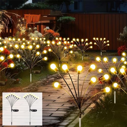Wyriaza Luci Solari Da Giardino 2 Pezzi, Lampade Solari Da Giardino Lucciole Solari Da Giardino Vivido Luci Da Esterno Solari Impermeabile Ip65, Adatt