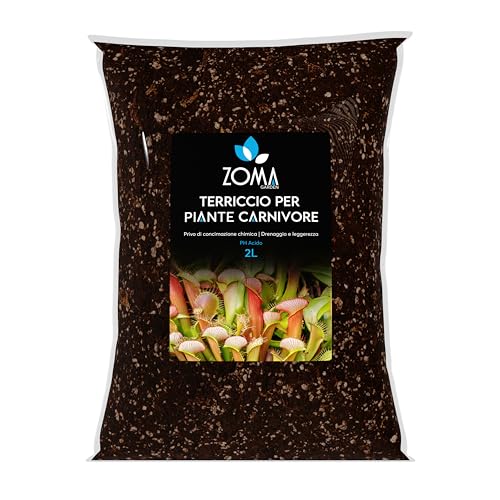 Zoma Terriccio Piante Carnivore Di Qualità Superiore, Terra Per Piante Carnivore Con Pura Torba Acida Di Sfagno Già Idratata, Perlite Espansa, Bark, S