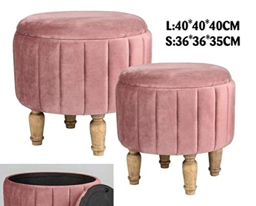 L.Tow Velvet Pouf Madrid Rosa A. 2Pz