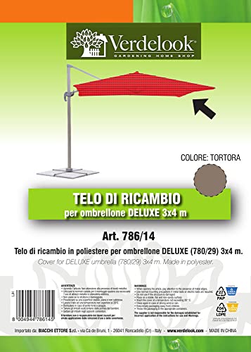 Verdelook Telo Di Ricambio Per Ombrellone A Braccio Deluxe 3X4 M, Tortora