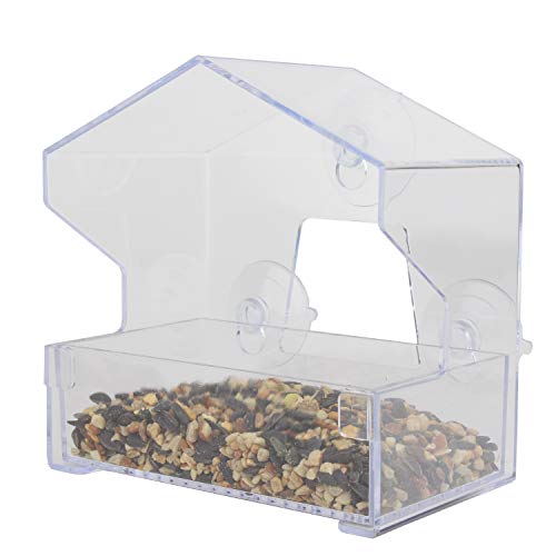 Perky-Pet 345 Mangiatoia Per Uccelli Trasparente Da Finestra Per Esterni Con Forti Ventose, Capacità Di Semi 1/2 Lb