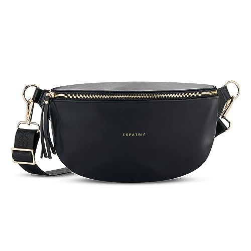Expatrié Marsupio Donna Nero - Alice Medium - Borsa Per Festival, Viaggi E Uso Quotidiano In Pelle Vegana - Piccolo Borsello Elegante Alla Moda - Impe