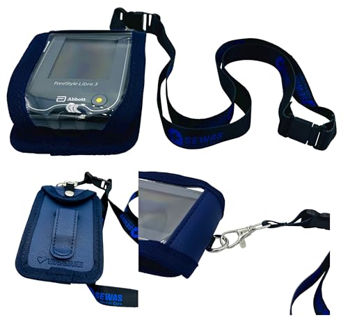Sewas Diabetic Care – Borsa Da Appendere – Per Il Misuratore Freestyle Libre 1, 2 E 3 – Borsa A Tracolla Con Clip Per Cintura E Finestra – Incluso Cor