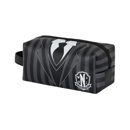 Wednesday Mercoledì Uniform-Borsa Da Toilette Da Viaggio Brick Plus, Nero, 25 X 12 Cm