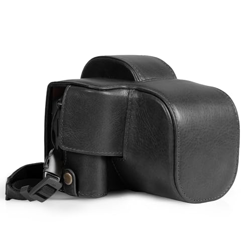 Megagear Custodia Per Fotocamera In Vera Pelle Per Canon Eos R100 (18-45Mm) - Elegante E Protettiva (Nero)