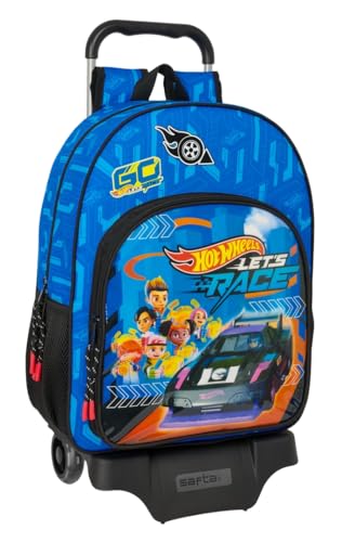 Safta Hot Wheels Let'S Race - Zaino Scuola Con Carrello 905, Ideale Per Bambini Di Diverse Età, Comodo E Versatile, Qualità E Resistenza, 33 X 14 X 42