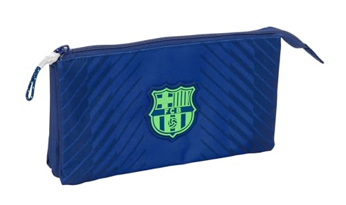 Safta F.C. Barcellona Navy Blue – Astuccio Triplo, Astuccio Per Bambini, Ideale Per Bambini In Età Scolastica, Comodo E Versatile, Qualità E Resistenz