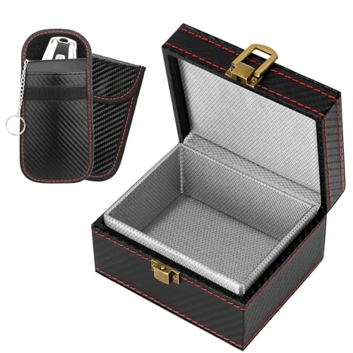Ledebouk Scatola Faraday Con 2 Tasche Faraday, Piccola Scatola Portachiavi Rfid, Chiave Auto Di Scatola Blocco Del Segnale, Per Chiavi Keyless(115 X 9