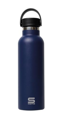 Safta Marino – Borraccia Termica In Acciaio Inox, Doppio Isolamento, 12 Ore Di Bevanda Calda E 24 Ore Di Bevande Fredde, 7,3 X 25 Cm, 600 Ml, Marino, 