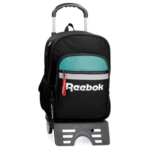 Reebok Andover Zaino Scuola Con Carrello Nero 30X40X12 Cm Poliestere 14,4L By Joumma Bags, Nero, Zaino Scuola Con Carrello