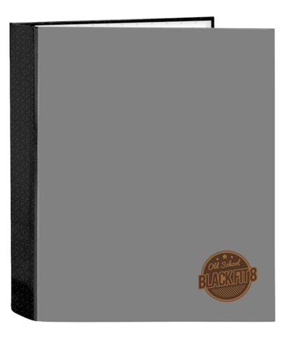 Blackfit8 Old School - Cartellina A 4 Anelli, Ideale Per Bambini Di Diverse Età, Comoda E Versatile, Qualità E Resistenza, 27 X 6 X 33 Cm, Nero/Grigio