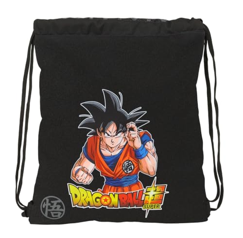 Safta Dragon Ball Combat - Zaino A Sacco Piatto, Grande, Ideale Per Bambini Di Diverse Età, Comodo E Versatile, Qualità E Resistenza, 35 X 40 Cm, Nero