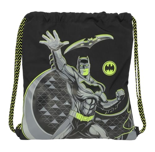 Safta Batman Game Over - Zaino A Sacco Piatto, Grande, Ideale Per Bambini Di Diverse Età, Comodo E Versatile, Qualità E Resistenza, 35 X 40 Cm, Nero,