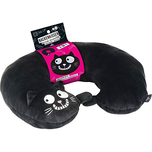Moses. Ed, The Cat Nackenkissen | 2-In-1 Nackenhörnchen Und Kopfkissen Für Reisen In Katzen-Form Cuscino Da Viaggio, 28 Cm, Nero (Schwarz)