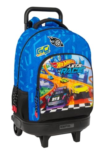 Safta Hot Wheels Let'S Race - Zaino Grande Con Ruote, Compatto, Rimovibile, Ideale Per Bambini Di Diverse Età, Comodo E Versatile, Qualità E Resistenz