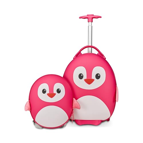 Sj Gang Style Jam Gang Trolley + Zaino Rigido Scuola Bambini, Fancy Animals, Fucsia, Fantasia Pinguino, Bambini, Piedino Frontale Antiribaltamento, Sc
