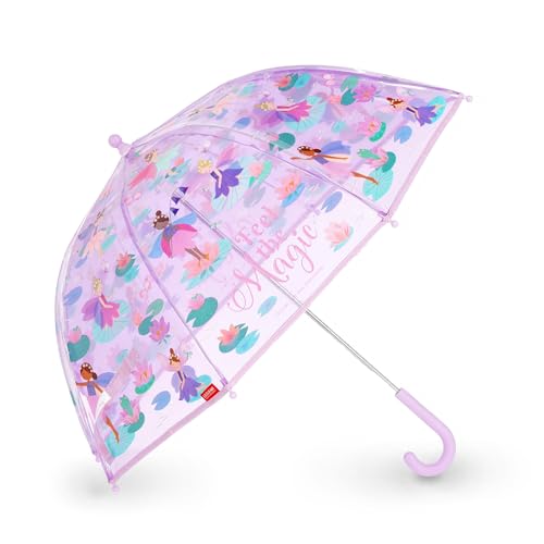 Legami - Ombrello Per Bambini Dancin' In The Rain, Tema Fairy, Struttura Antivento, Apertura Manuale, Chiusura In Tessuto Con Spazio Per Nome, Impugna