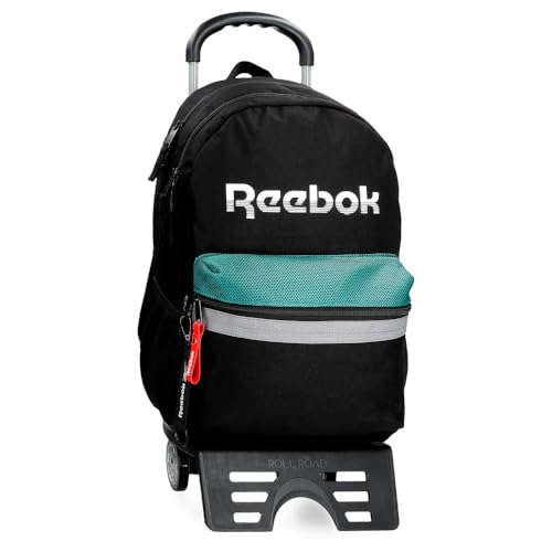 Reebok Andover Zaino Scuola Con Carrello Nero 31X44X15 Cm Poliestere 20,46L By Joumma Bags, Nero, Zaino Scuola Con Carrello