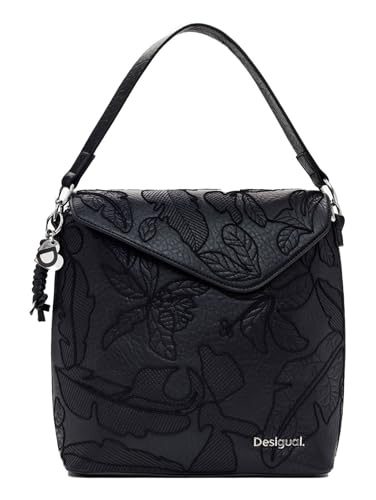 Desigual Borsa Media Fiori, Nero, 27.2, Casual
