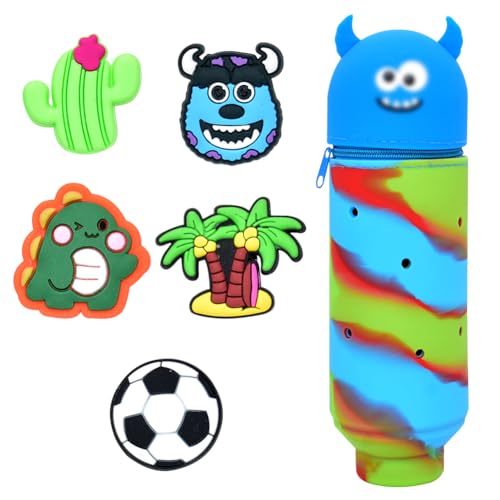 Astuccio Portapenne In Silicone, Astuccio Blue Bambina Kawaii,Astuccio Portamatite Anime Cartoon Astuccio Scuola Animali Dolci -2 In 1 In Morbido Sili