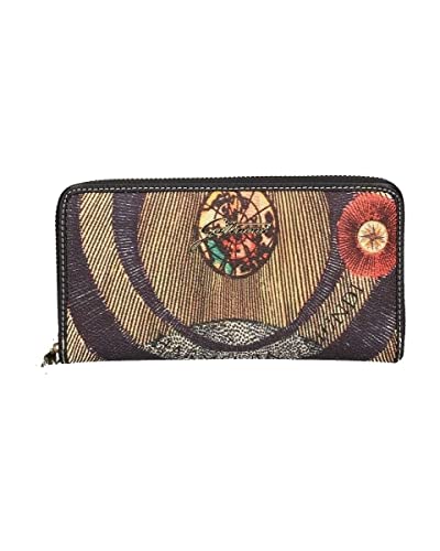 Planet. L Doub.Zip Wallet Pvc Plane Nero P26