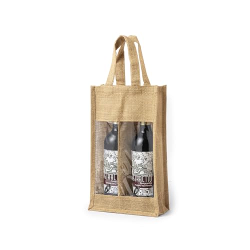 Gargola.Es Operadores Digitales Borsa In Iuta Laminata Per 2 Bottiglie Di Vino Da 75 Cl, Eleganza E Resistenza In Ogni Dettaglio., Ecru, Borse Da Spia