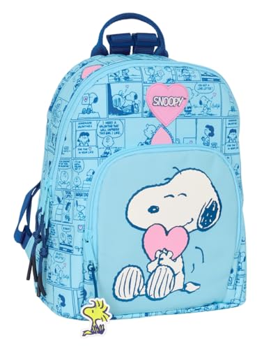 Safta Snoopy Love - Mini Zaino Per Uso Quotidiano, Ideale Per Bambini Di Diverse Età, Comodo E Versatile, Qualità E Resistenza, 25 X 13 X 30 Cm, Blu C