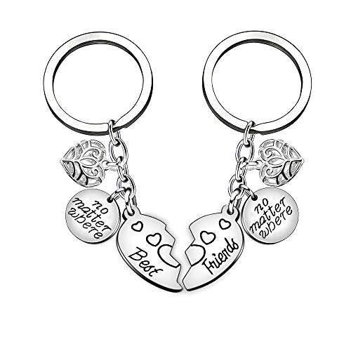 2Pcs Regalo Di Amicizia Non Importa Dove I Migliori Amici Per Sempre Portachiavi Set Bbf Split Cuore Spezzato Ciondolo